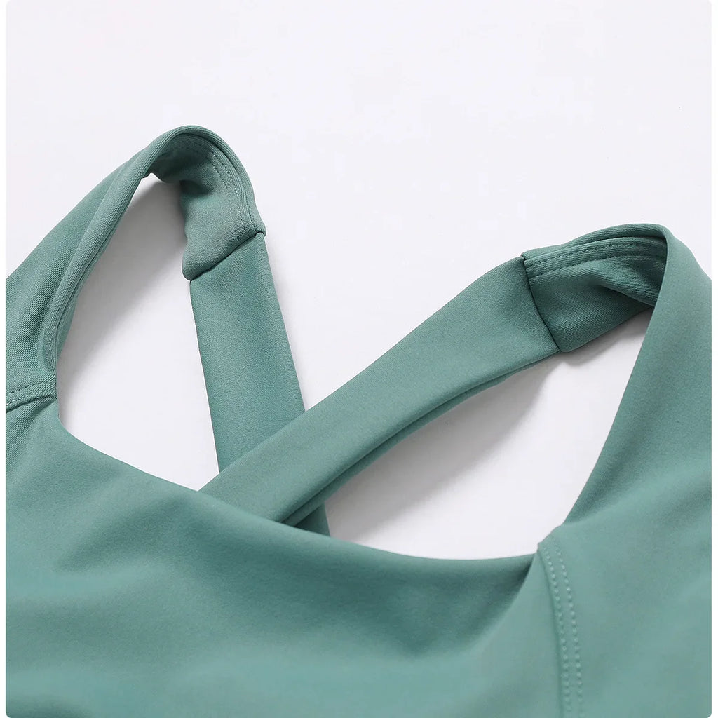 Crossed Shoulder Strap Yoga Bra Chest Pad Running Sports Bra Gym Top Women Stretch Pull Up Underwear Women Vest Fitness Tank Top