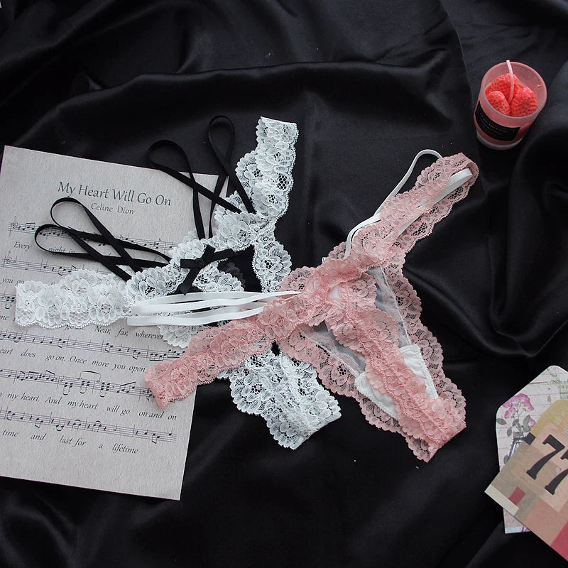 Lace G string Sexy Briefs Panties Women Underwear Hollow Out Thong High Quality Transparent Underpants Lingerie Girls Intimates