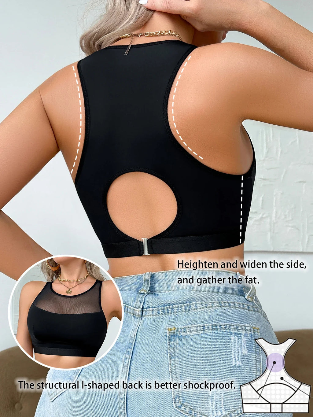 Women's Sexy Bras Breathable Mesh Seamless Yoga Sports Camisole Wireless Single-Layer Bra