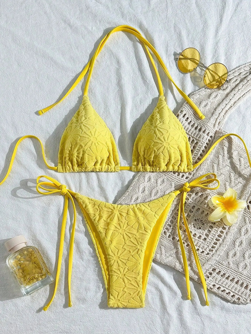 Sexy Yellow Micro Bikini 2026 Mujer Women Halter Push Up Bra Bandage Thong Swimsuit Summer Bathing Suit Holiday Swimwear Biquini
