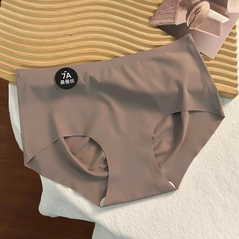 3PCS New 7A Ice Silk Waist Maillard Seamless Yoga Classic Antibacterial Crotch Simple Solid Color New Sports girl 2024 M-XL