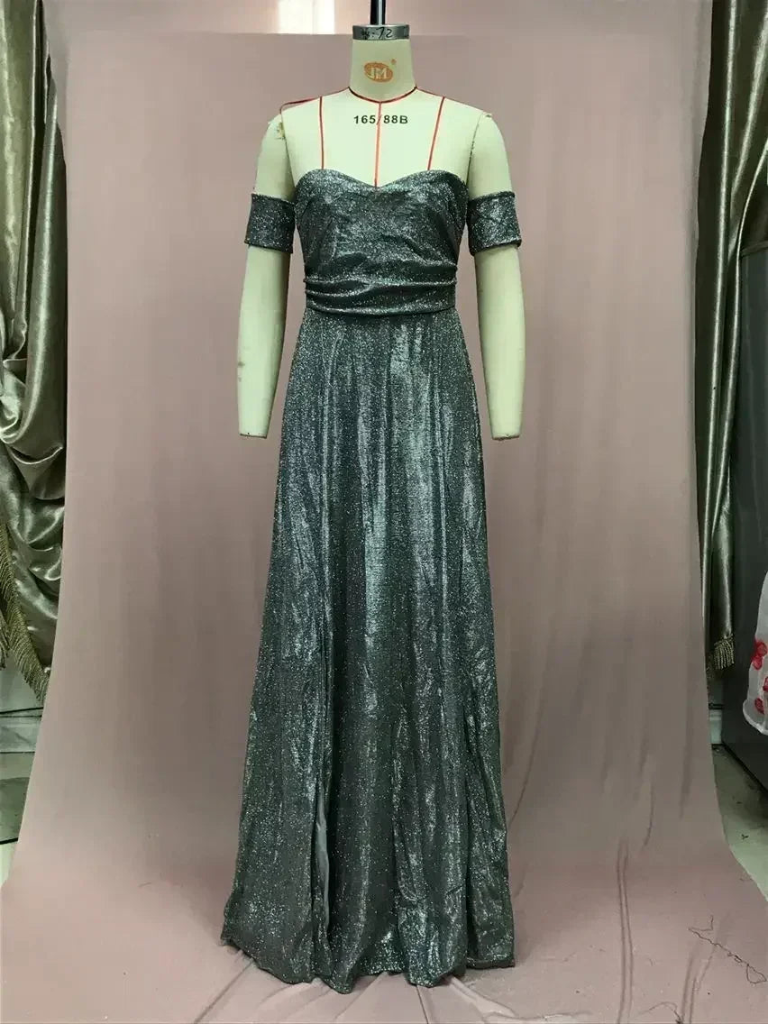 BKLD 2025 Evening Party Dress Sequin A-Line Strapless Sexy Fashion Solid Color Split Long Dresses Solid Color Women Clothing