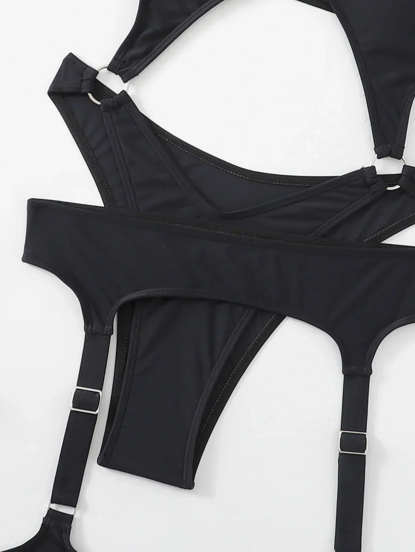 Sexy Black One Piece Swimsuit Women 2025 Hollow Out Push Up Suspenders Panties Thong Swimwear Beach Bathing Suit Swimming Bikini