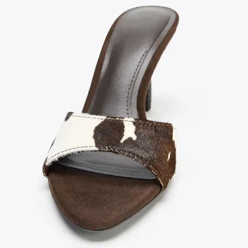Summer Vintage Fashion Thin Low Heels Mules Slippers Women Design Female Sandals Slide Ladies Shoes Zapatos De Mujer