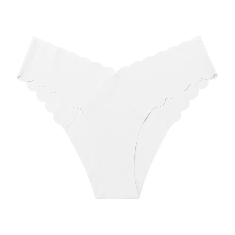 Ice Silk Ruffles Sexy Girls Briefs Seamless Women Panties Underwear T Back G String Yoga Fitness Thong Underpants Plus Size S-XL