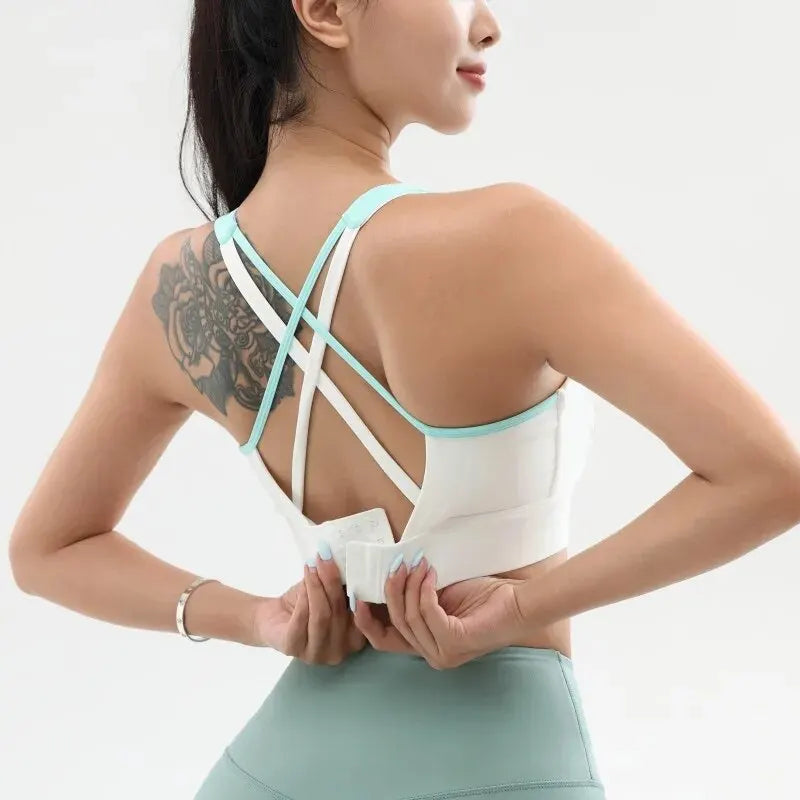 Yoga Bra Sexy Back Sport Top for Women Fitness Push up Gym Workout Running Shirt Shockproof Athletic Vest