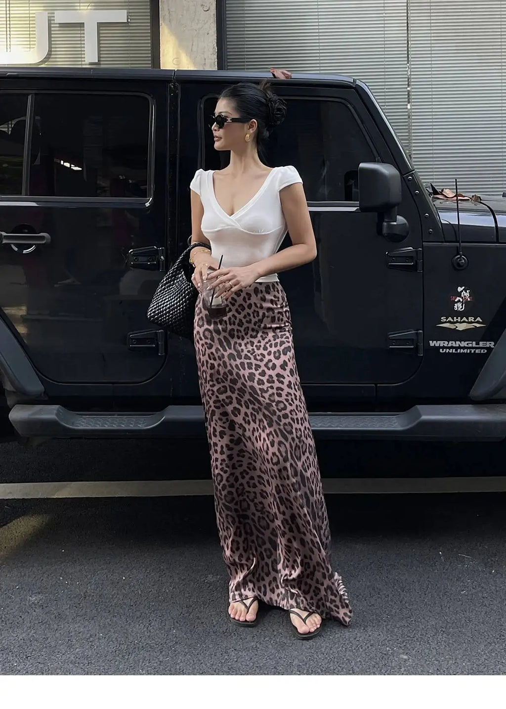 Sexy Leopard Print Half Length Skirt For Women's Summer New High Waist Slim Fashion Long Skirts Sweet Korean Women 2026 New 7KN