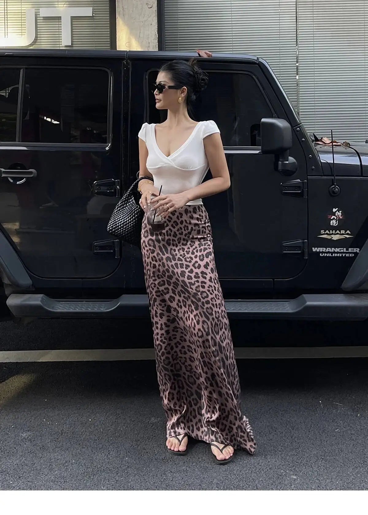 Sexy Leopard Print Half Length Skirt For Women's Summer New High Waist Slim Fashion Long Skirts Sweet Korean Women 2026 New 7KN