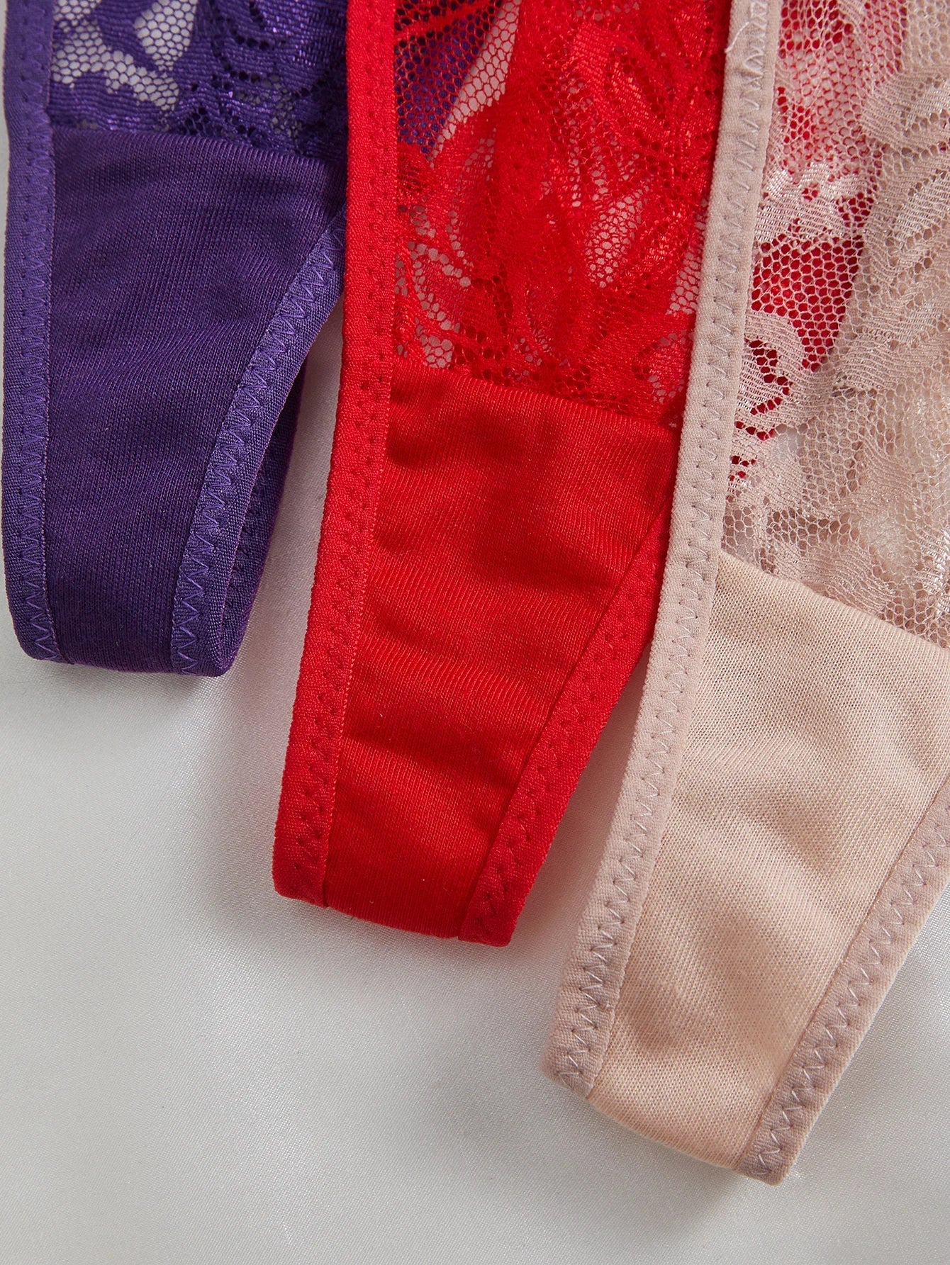 3-Pack Sexy Lace Women's Panties Adjustable Waistband Semi-Transparent Sexy Floral Lace Women's Sexy Lingerie Underwear