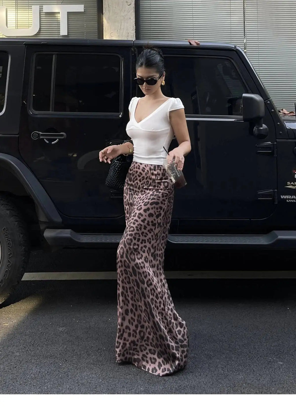 Sexy Leopard Print Half Length Skirt For Women's Summer New High Waist Slim Fashion Long Skirts Sweet Korean Women 2026 New 7KN