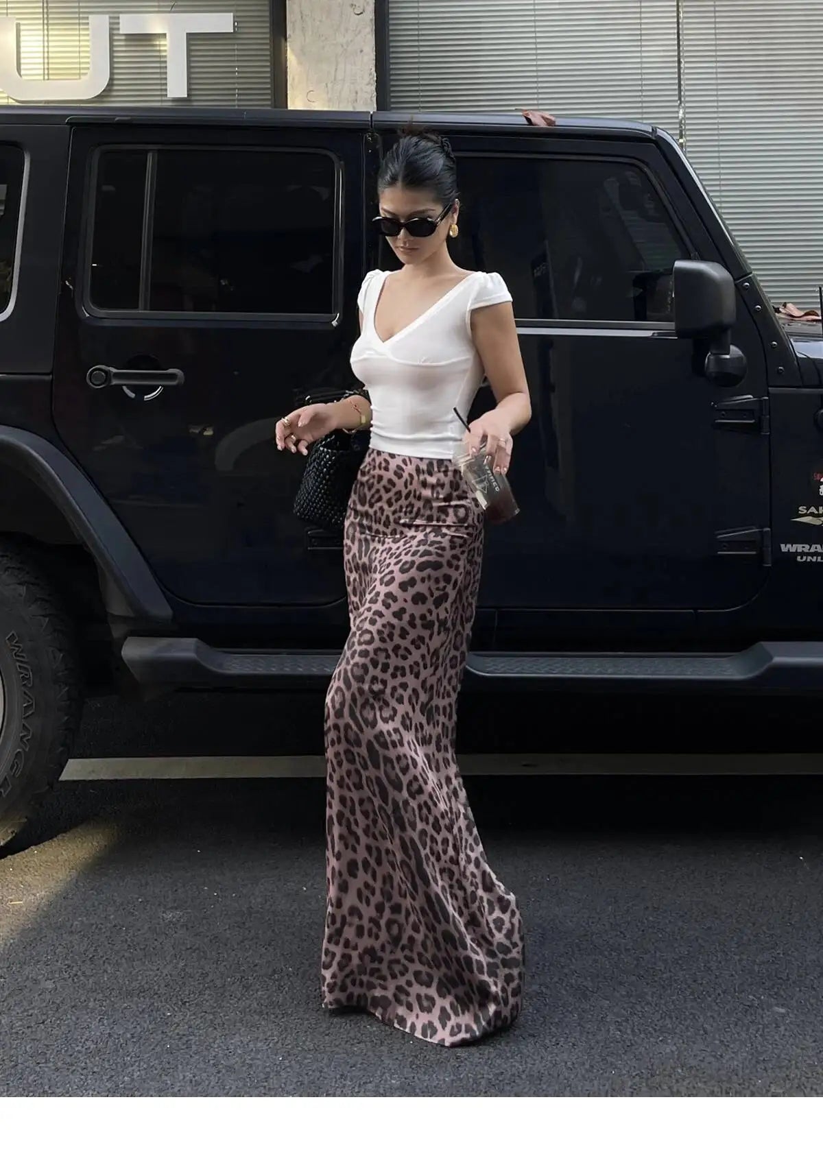 Sexy Leopard Print Half Length Skirt For Women's Summer New High Waist Slim Fashion Long Skirts Sweet Korean Women 2026 New 7KN