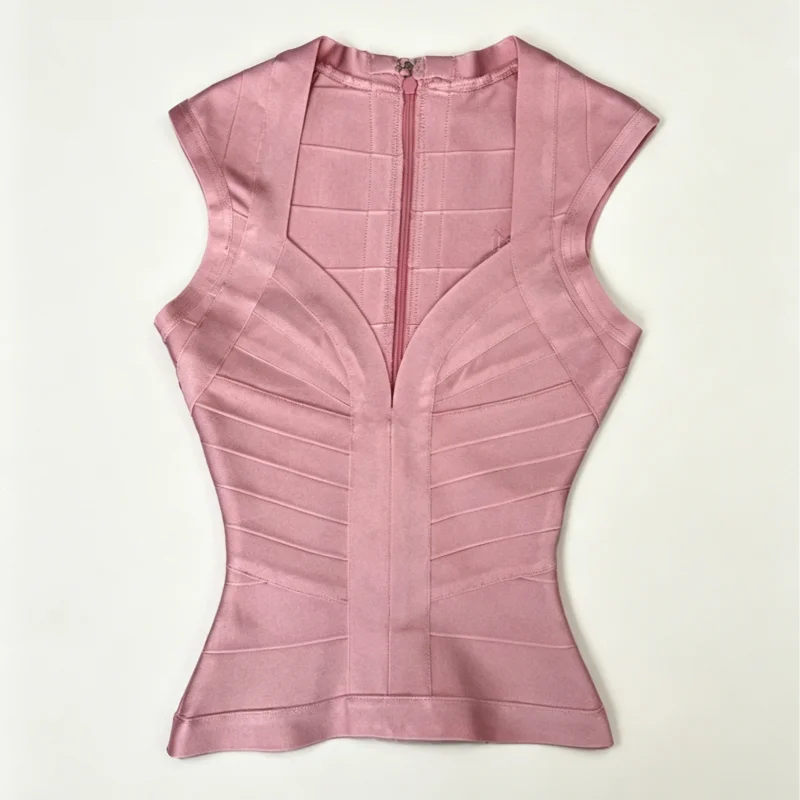Women's Bandage Slim Waist Tight Tank Top Deep V Neck Solid Vest Spring Summer Elastic Tees 2026 New Lady Casual Party Tops