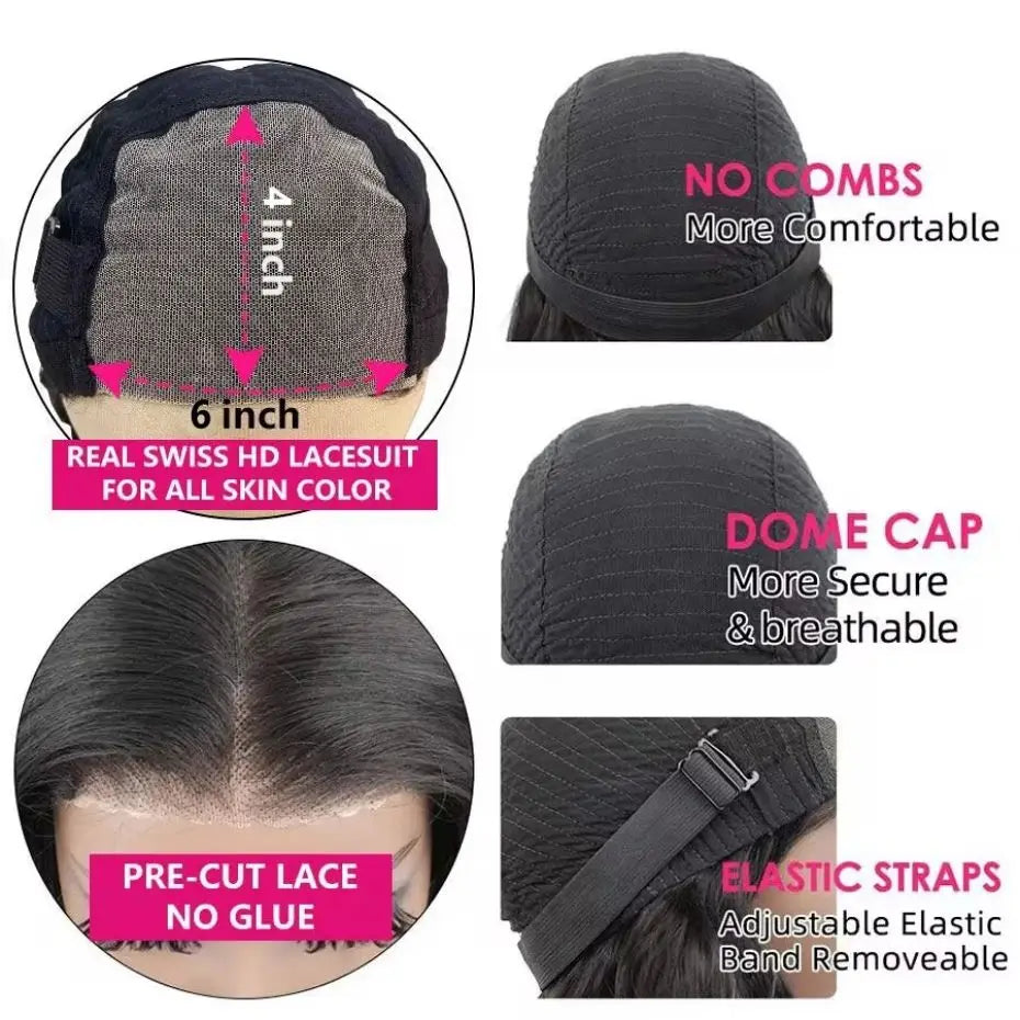 Ready To Wear Body Wave Glueless Wigs 6x4 5x5 Pre-Cut Lace Closure Remy Human Hair 13x4 Lace Frontal Wig Brazilian Curly Wave