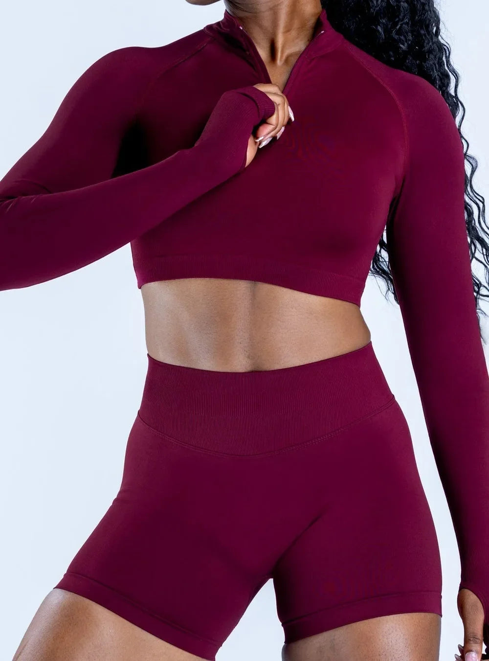 NCLAGEN Impact Crop Zippy Fitness Top Long Women Sleeve GYM Clothes Seamless Running Workout Quick Dry Pilates Sports Yoga Shirt