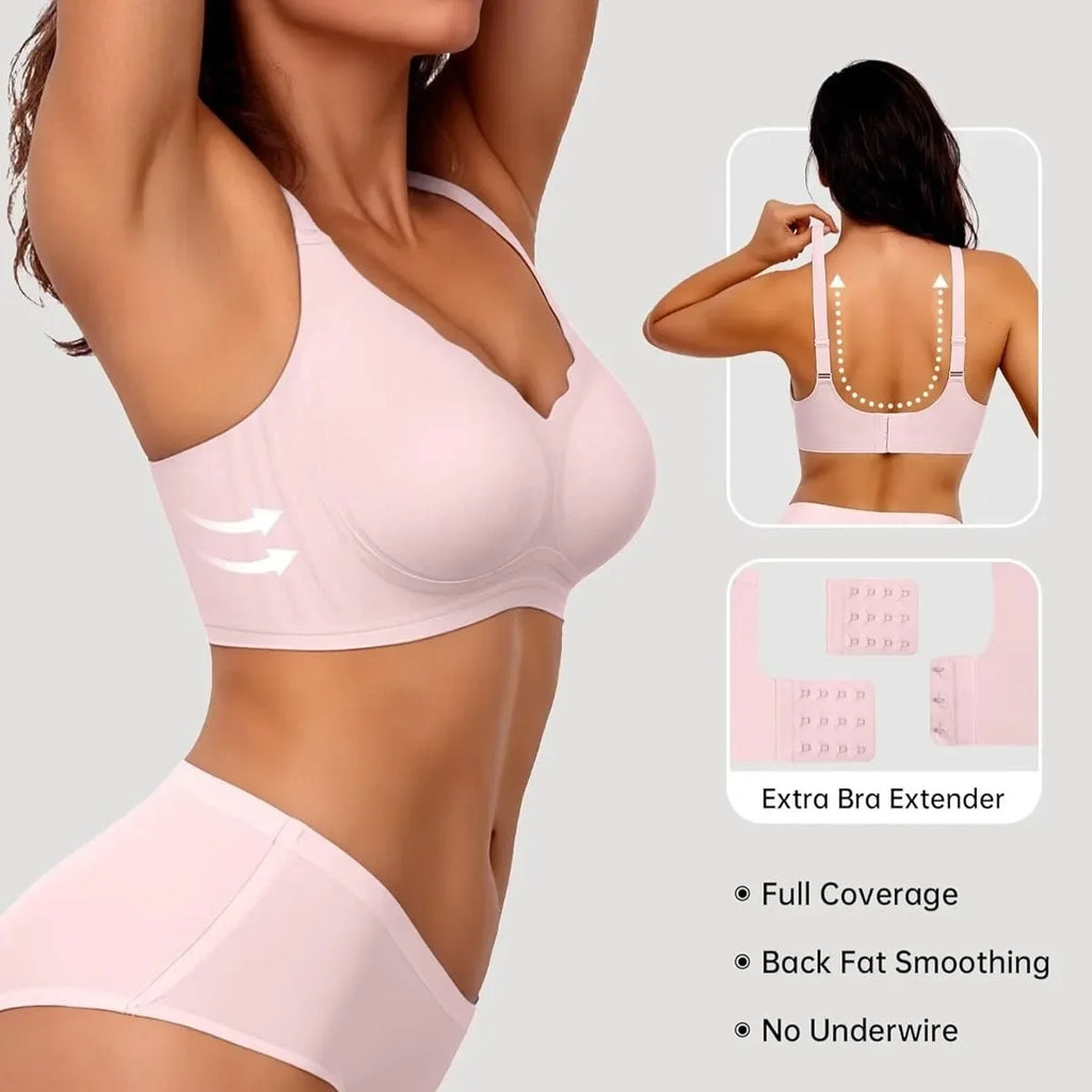Women's Wavy Smooth Bra Wire-free and Seamless Bra Supports Side Breast Prevents Sagging Comfortable and Pushes Up
