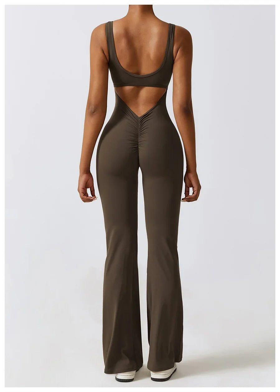 Women Sexy Back V Jumpsuit Gym Set Training Yoga Suit Sportswear Sports Jumpsuit Fitness Rompers Stretch Workout Bodysuits 8260