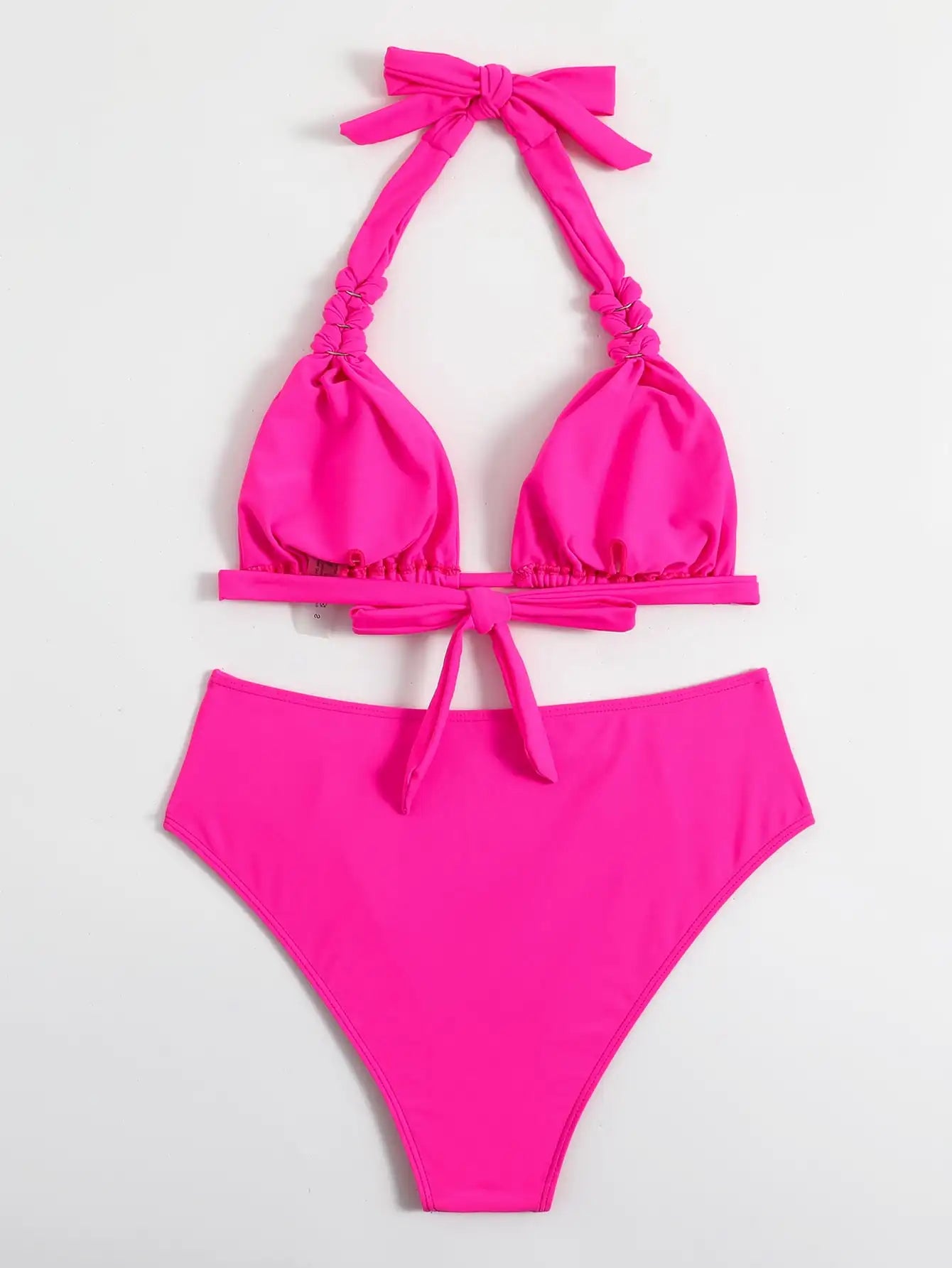 2024 Sexy Bikinis Women Brown Halter Brazilian Swimsuit Female Pleated Bikini Set Black Push Up Swimwear Beach Wear Bathing Suit