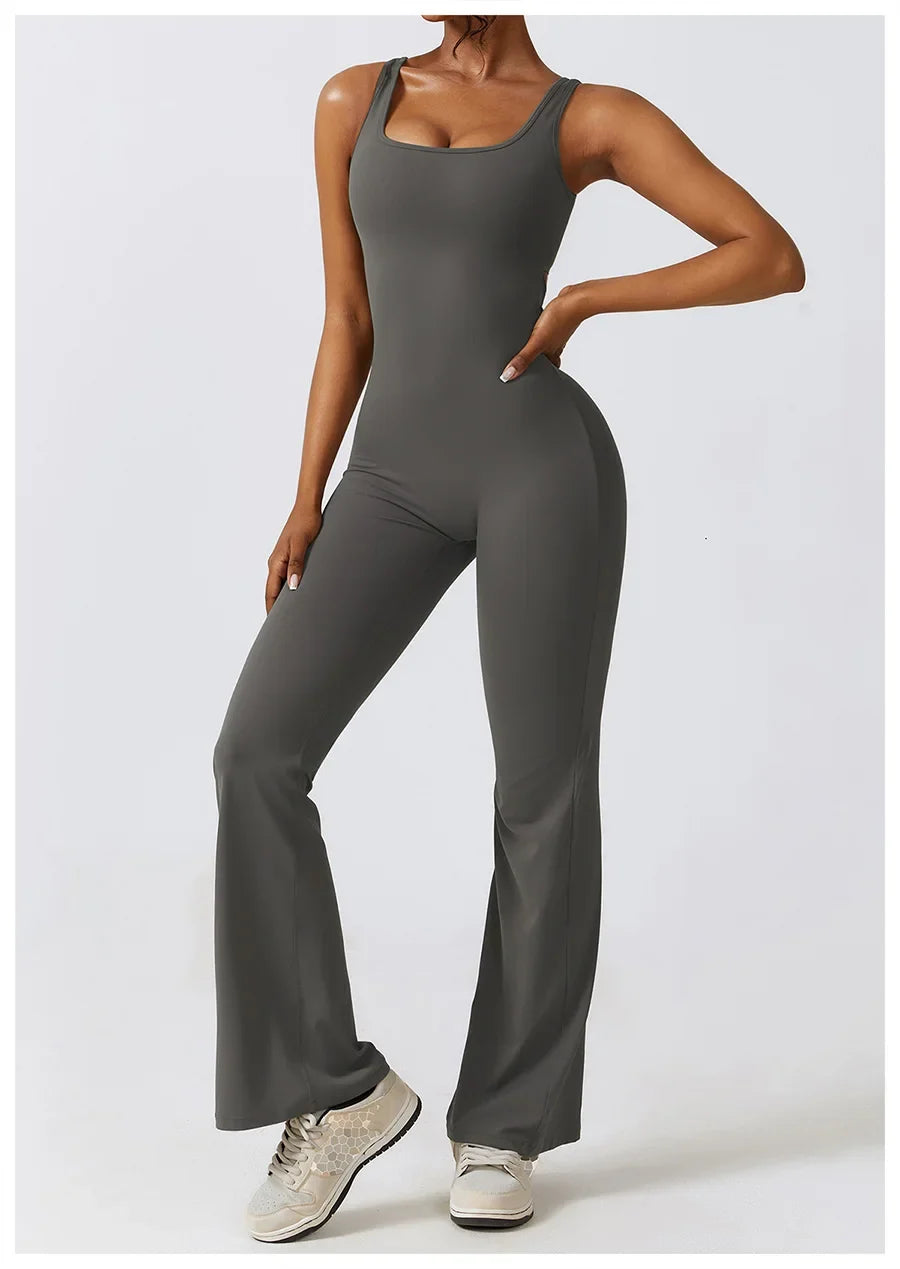 Women Sexy Back V Jumpsuit Gym Set Training Yoga Suit Sportswear Sports Jumpsuit Fitness Rompers Stretch Workout Bodysuits 8260
