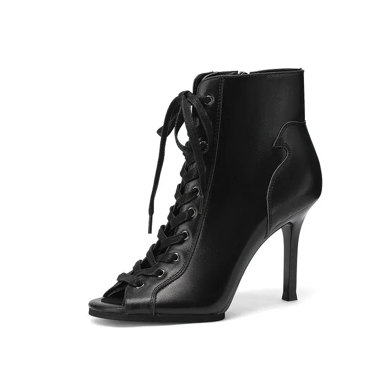 Genuine leather Customizable boots European Style Sexy Thin High Heel Jazz Dance Sandal for Women Open Toe Ladies Dancing Shoes