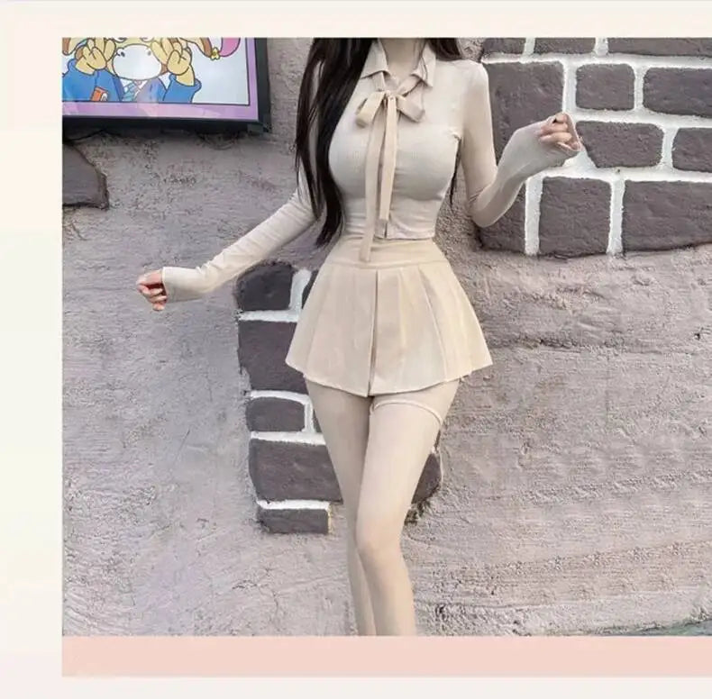 WOMENGAGA Korea Style Sexy Slim High Waist Strap A-line Half Length Skirt Fashion Women Skorts JK Sweet 2023 New  OW3W