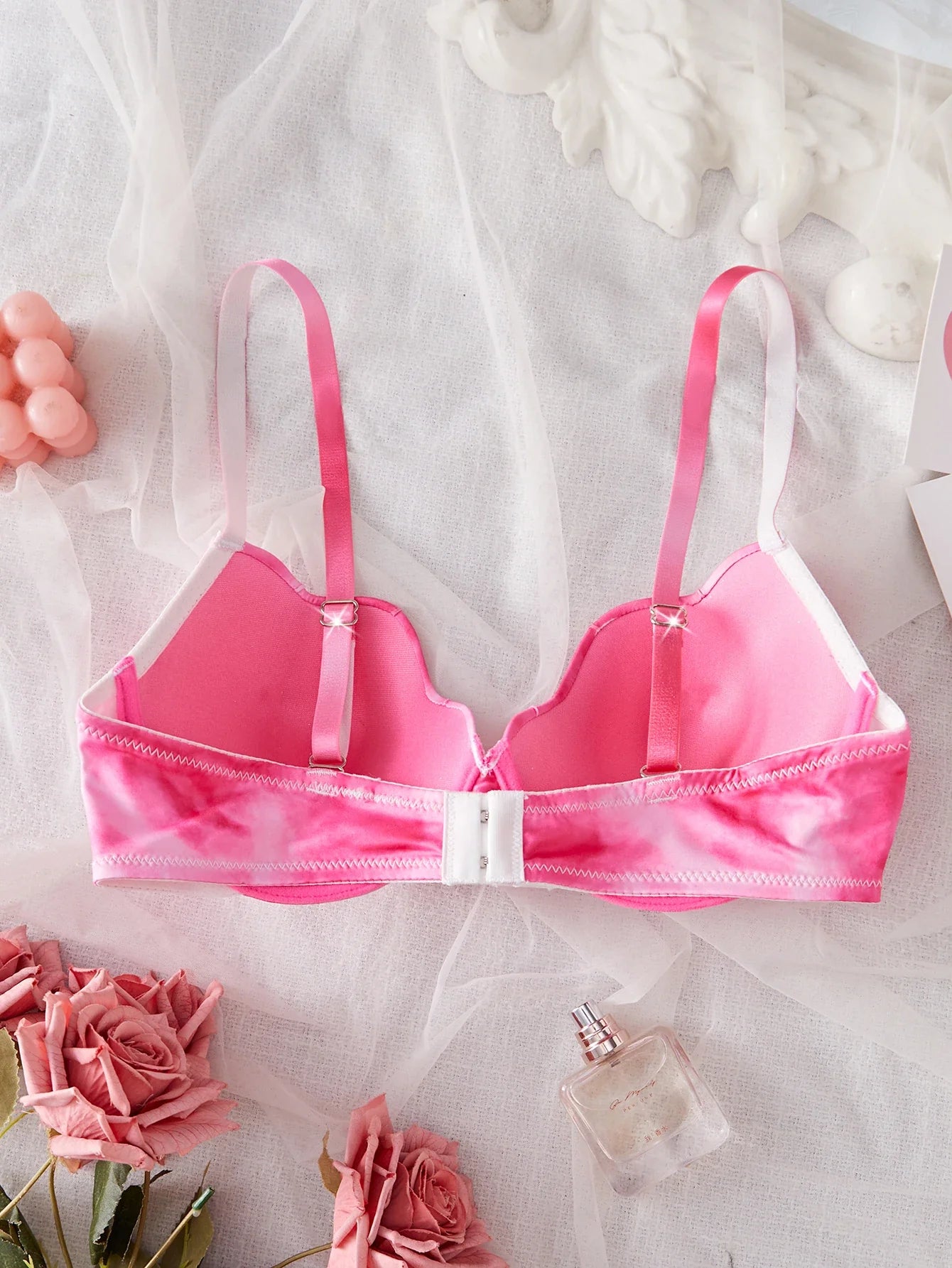 Women's Pastel Gradient Push up Bra Vertical Rib Shell Thin Cup Sexy Bra Comfort Underwire Lingerie Top
