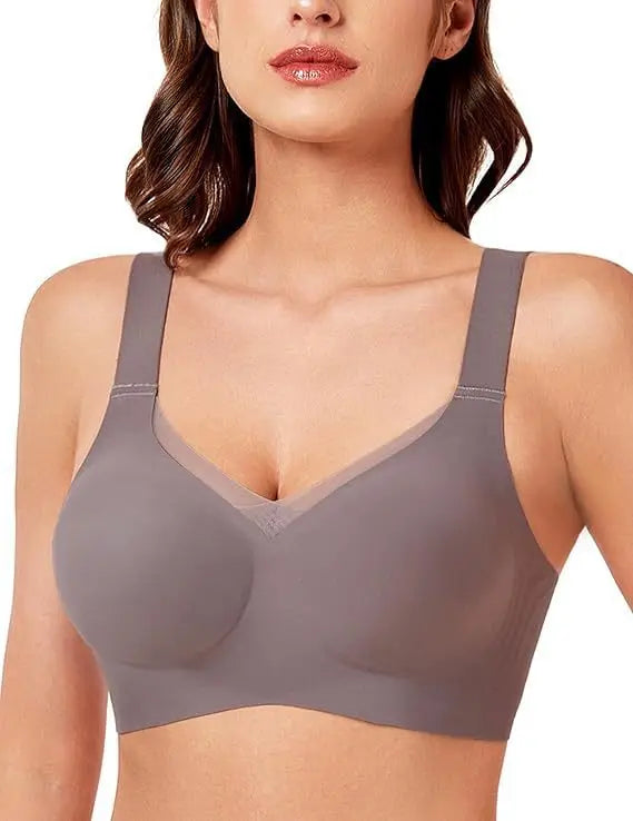 Women's Wire-Free Seamless Bra Full Cup Thin Molded Cup Beautiful and Comfortable Underwear Plus Up