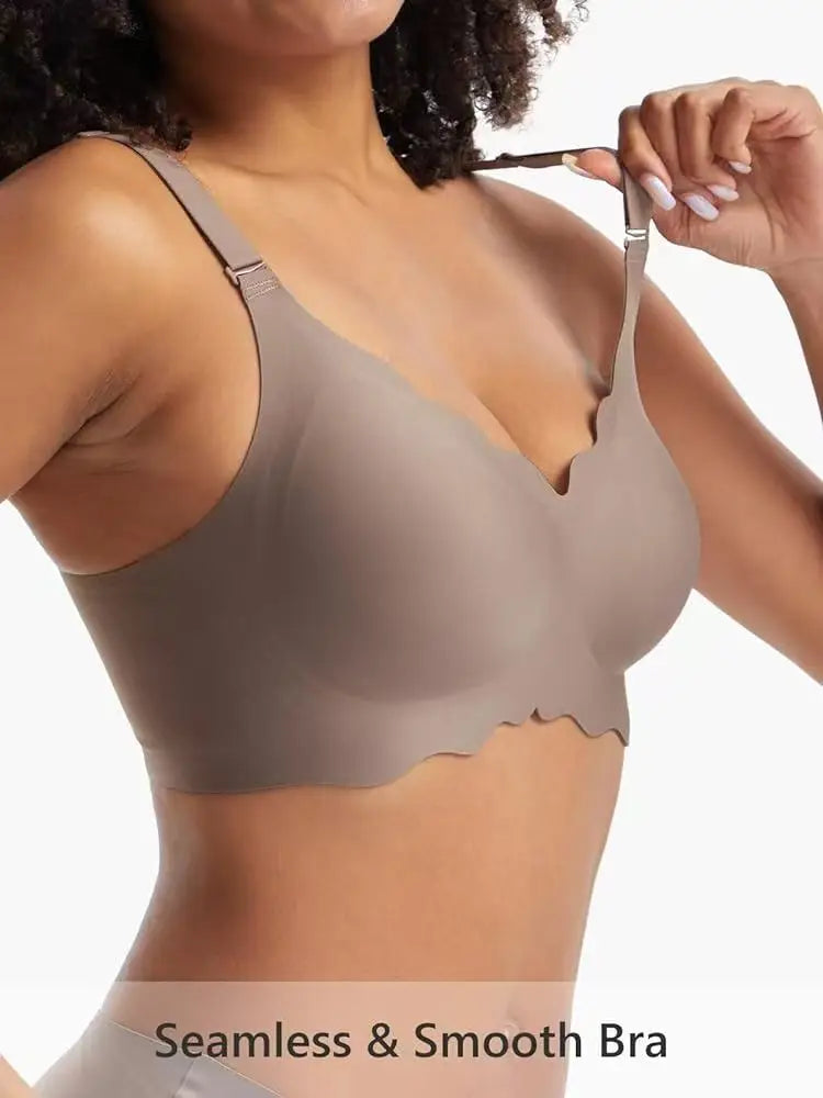 Plus-size Jelly-like Wire-free Bra Thin Molded Cups with A Wire-free Design Comfortable and Breathable Underwear Push Up