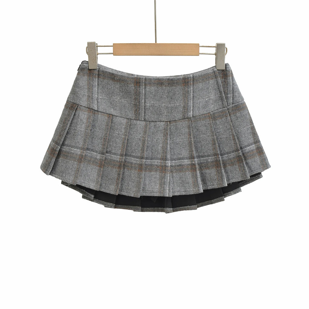 New American Style Pure Desire Hot Girl Plaid JK Waist Pleated Skirt Plaid Half Skirt For Woman Pure Desire Casual Elegant Z3SX