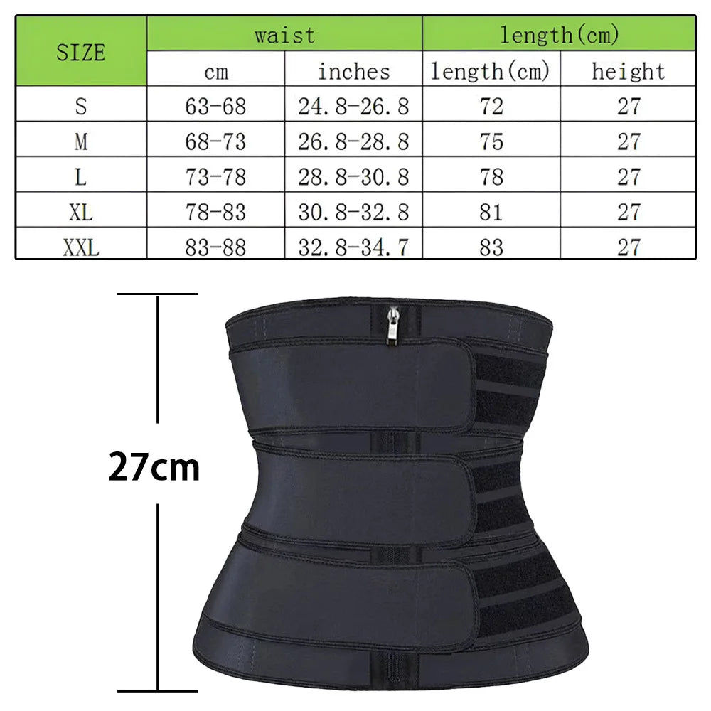 Women's Adjustable Breasted Tummy Control Waist belt Hook Workout Sweat Sauna Effect Body-shaped Fitness Sports Waist Trainer