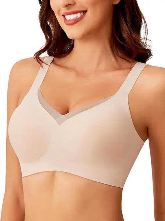 Women's Wire-Free Seamless Bra Full Cup Thin Molded Cup Beautiful and Comfortable Underwear Plus Up
