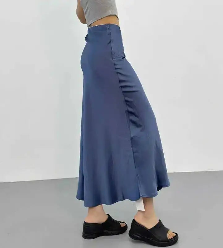 2026 Summer New High Waist Wrap Hip Slim Half Length Skirt Women Design Sense Niche Leisure Solid A-line Fishtail Skirt V38V