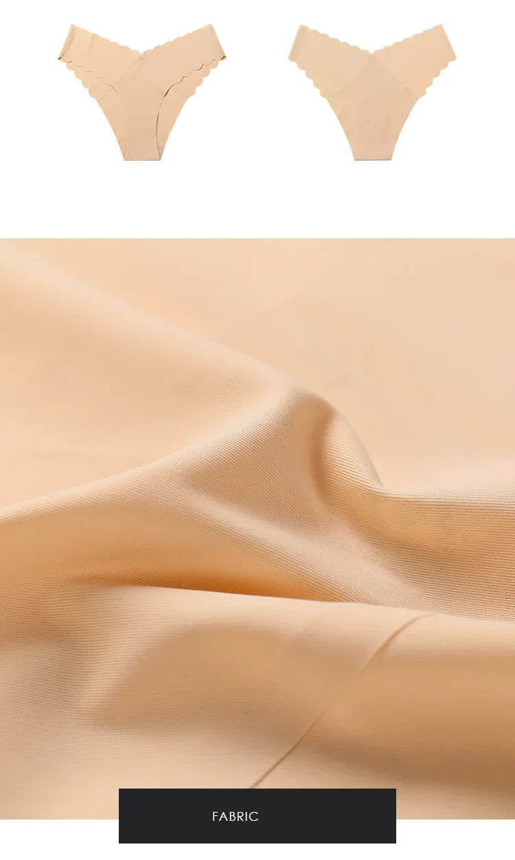 Ice Silk Ruffles Sexy Girls Briefs Seamless Women Panties Underwear T Back G String Yoga Fitness Thong Underpants Plus Size S-XL