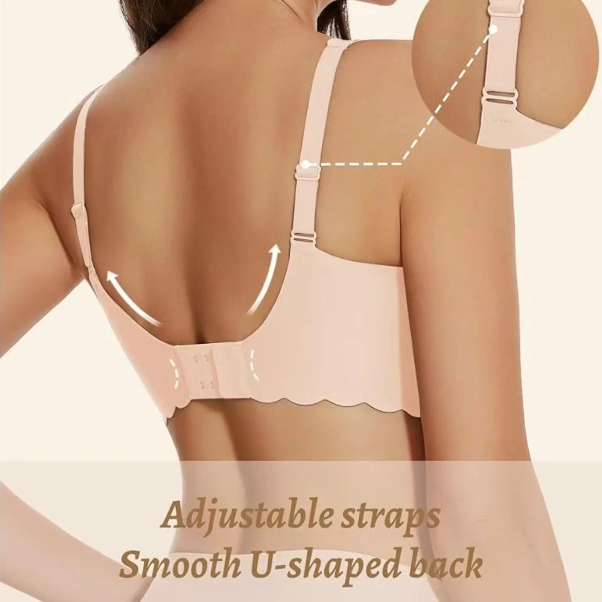Women's Deep V Wave Seamless Jelly Bra Wire-free Seamless Bra Thin Mold 3/4 Cup Bra Comfortable Plus Size Push-up Underwear