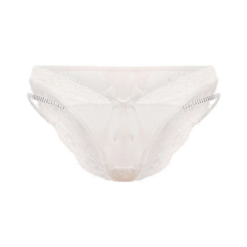 Rhinestones Girls Sexy G String Lace Panties Women Underwear Briefs Hollow Out Thong Transparent Lingerie Intimates