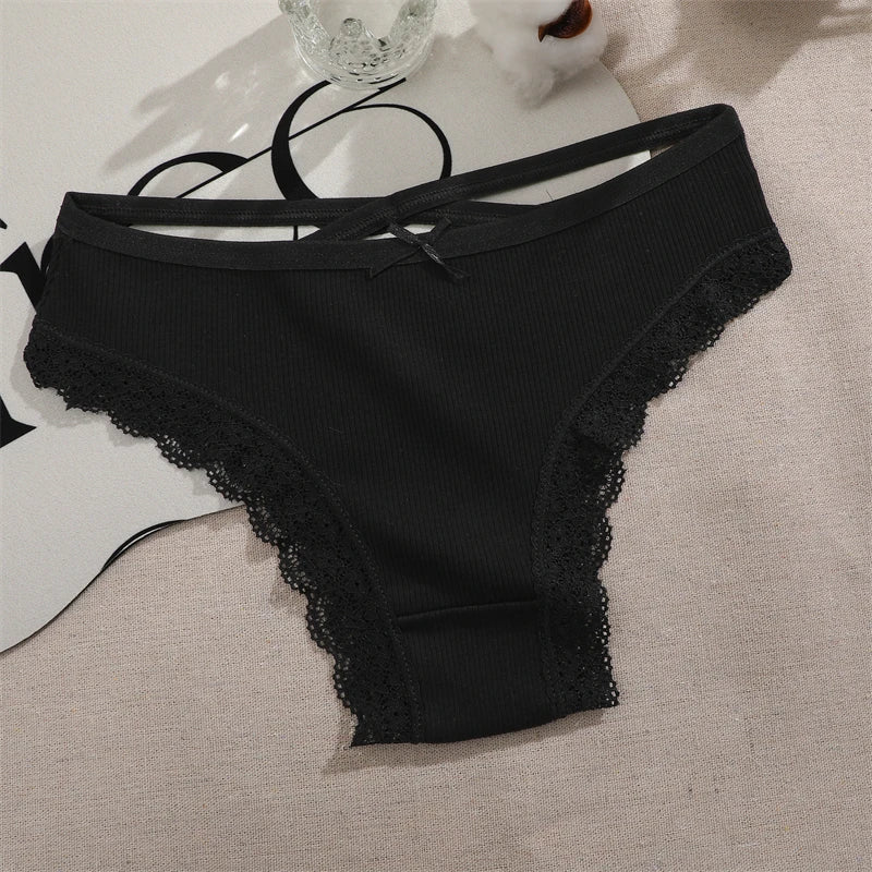 4PCS Cotton Seamless Panties Hollow Sexy Design Unique Low Waist Women Panties Breathable Girls Underwear Soft Lingerie S-XL