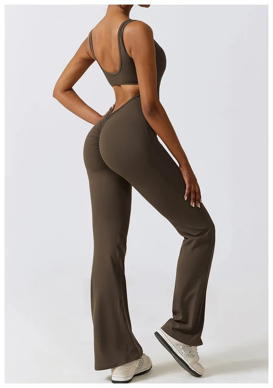 Women Sexy Back V Jumpsuit Gym Set Training Yoga Suit Sportswear Sports Jumpsuit Fitness Rompers Stretch Workout Bodysuits 8260