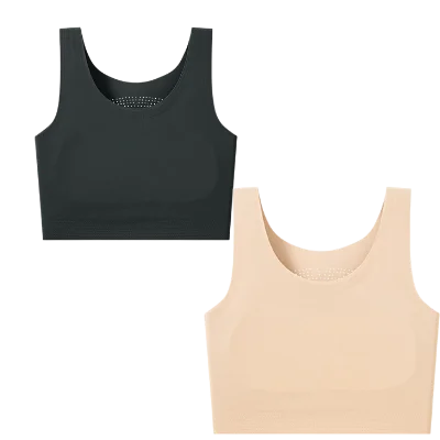 Women's Large Breasts Underwear Wide Shoulder Invisible Corset Antibump Thin Underwear Full Cup Vest Traceless Bra with Bra Pads