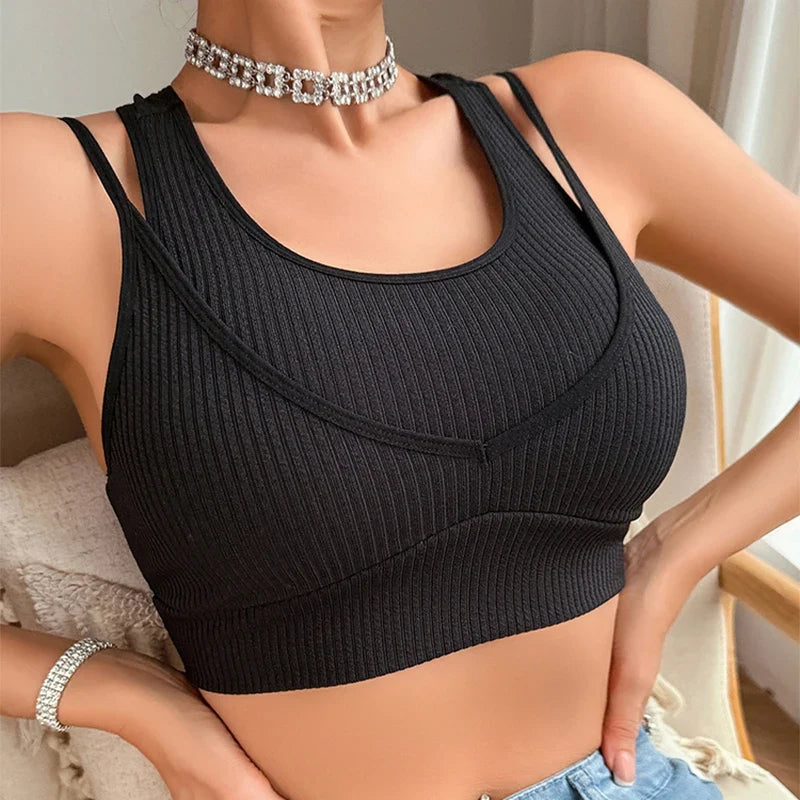 1Pcs Tank Top Women Gym Women Corset Sports Bra Push Up Crop Top Fitness Breathable Sexy Camisole Running Athletic Sportswear
