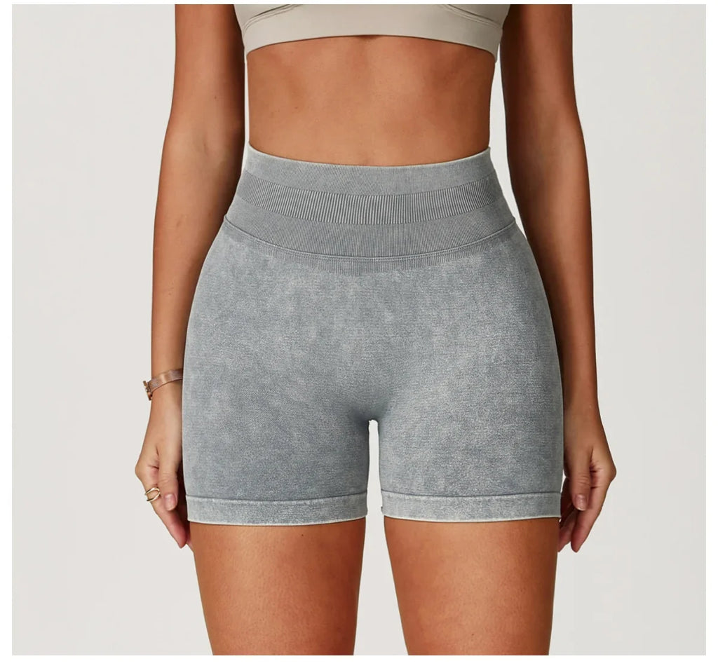 High Waist Yoga Shorts Women Sand Washed Yoga Shorts Workout Shorts Fitness Yoga Lift Butt Fitness Yoga Gym Running Short Pants