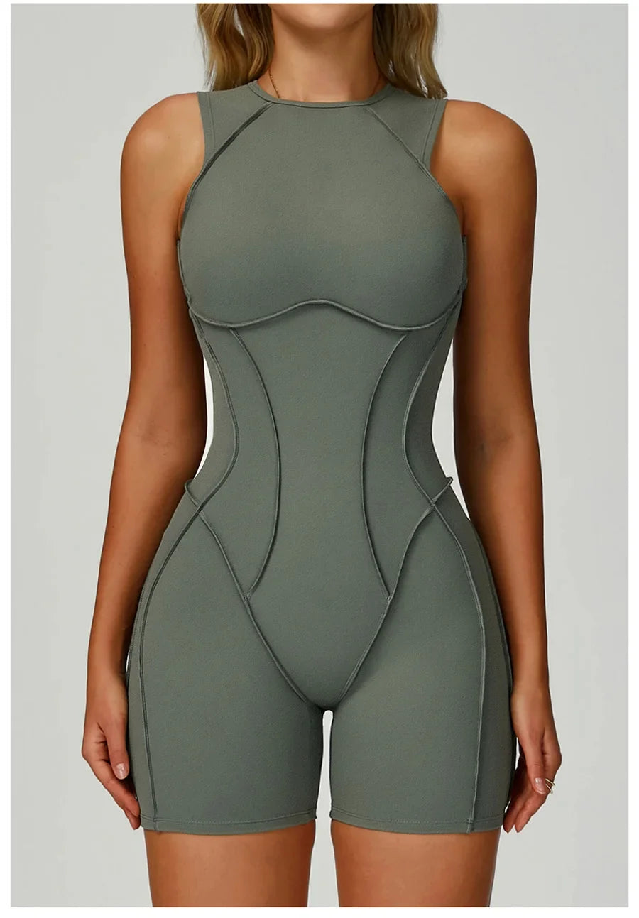 New Seamless Yoga Jumpsuits Sports Fitness Hip-lifting Backless Shorts One-piece Workout Gym Leggings Tracksuits for Women