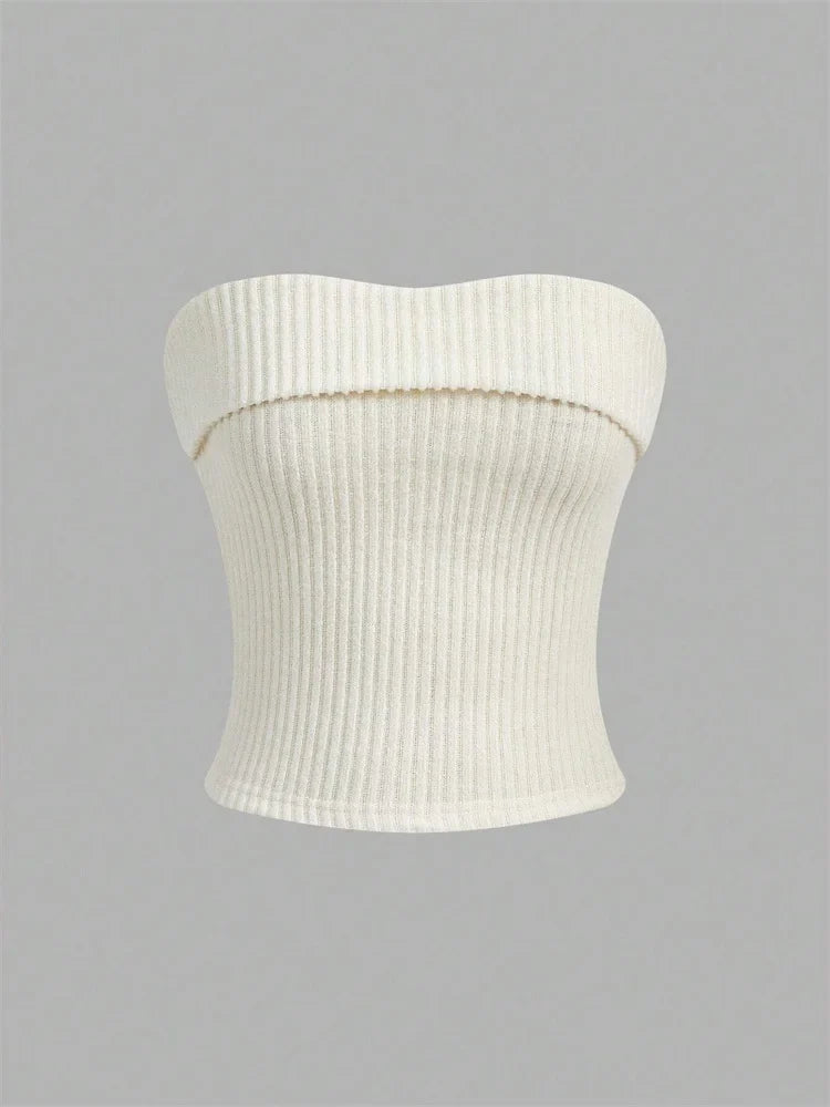 Women Rib-knit Tube Top Summer 2024 Y2K Clothes Grunge Punk Solid Strapless Sleeveless Slim Fit Crop Top Tank Tee Streetwear