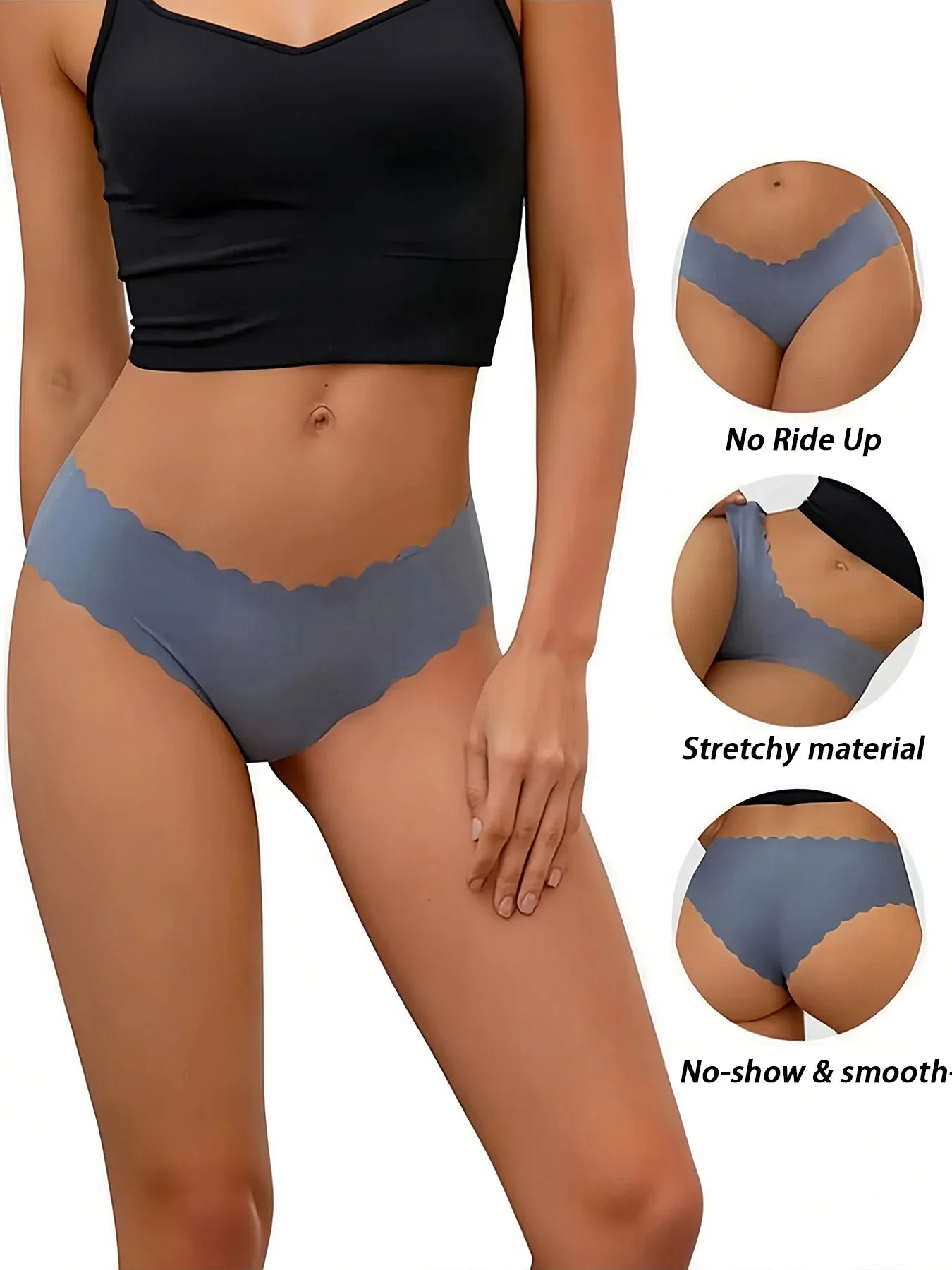 Women Hot Sexy Thongs High Waist Seamless Underwear Breathable Comfort Briefs Panties Female S-2XL Wave Edge