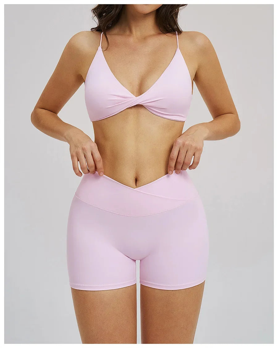 Women 2 Piece Gym Workout Set Female Bra Yoga Shorts Vest Fitness Wear Quick-Dry  Sports Bra Suits Sportswear Tracksuit Outfits