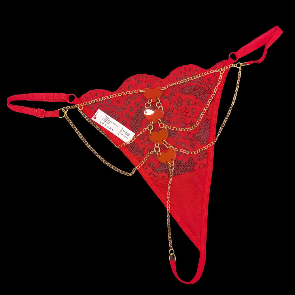 Rhinestones Metal Chain Sexy Women Panties Gem G String Girls Briefs Thong Lace Erotic Female Underwear Low Waist Intimates