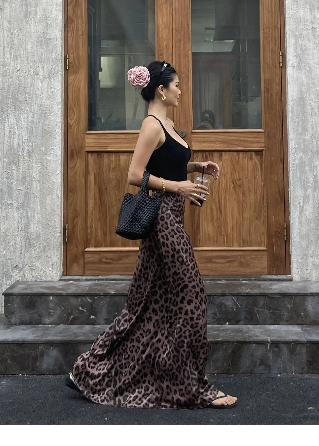 Sexy Leopard Print Half Length Skirt For Women's Summer New High Waist Slim Fashion Long Skirts Sweet Korean Women 2026 New 7KN