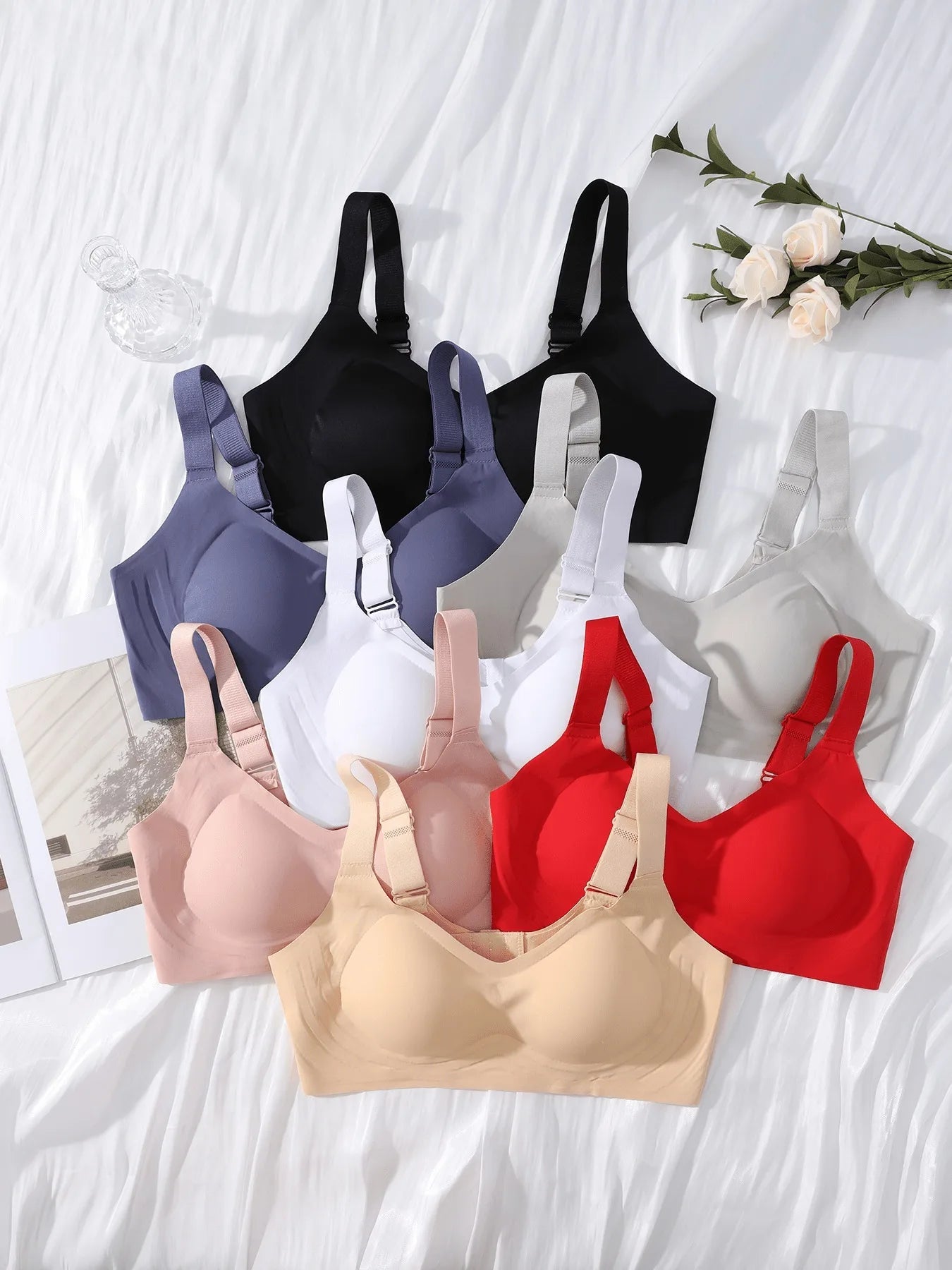 1pc Color Women's Seamless Wireless Sports Bras - Soft Stretchy Push-Up Design Everyday Basic Bras, Removable Padding Lingerie