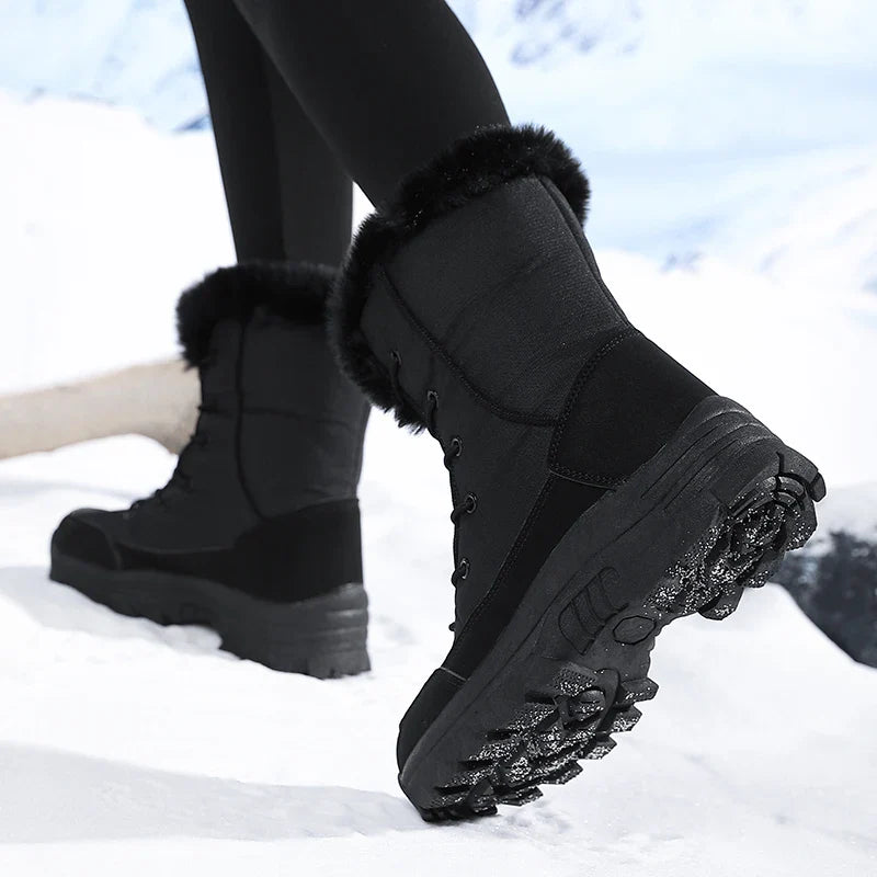 Winter Snow Boots for Women, Waterproof, Non-Slip, Warm, Northeast-Style Large Cotton Shoes, Ski Boots, Fleece-Lined, Thickened, Wear-Resistant, High-Top Cotton Boots