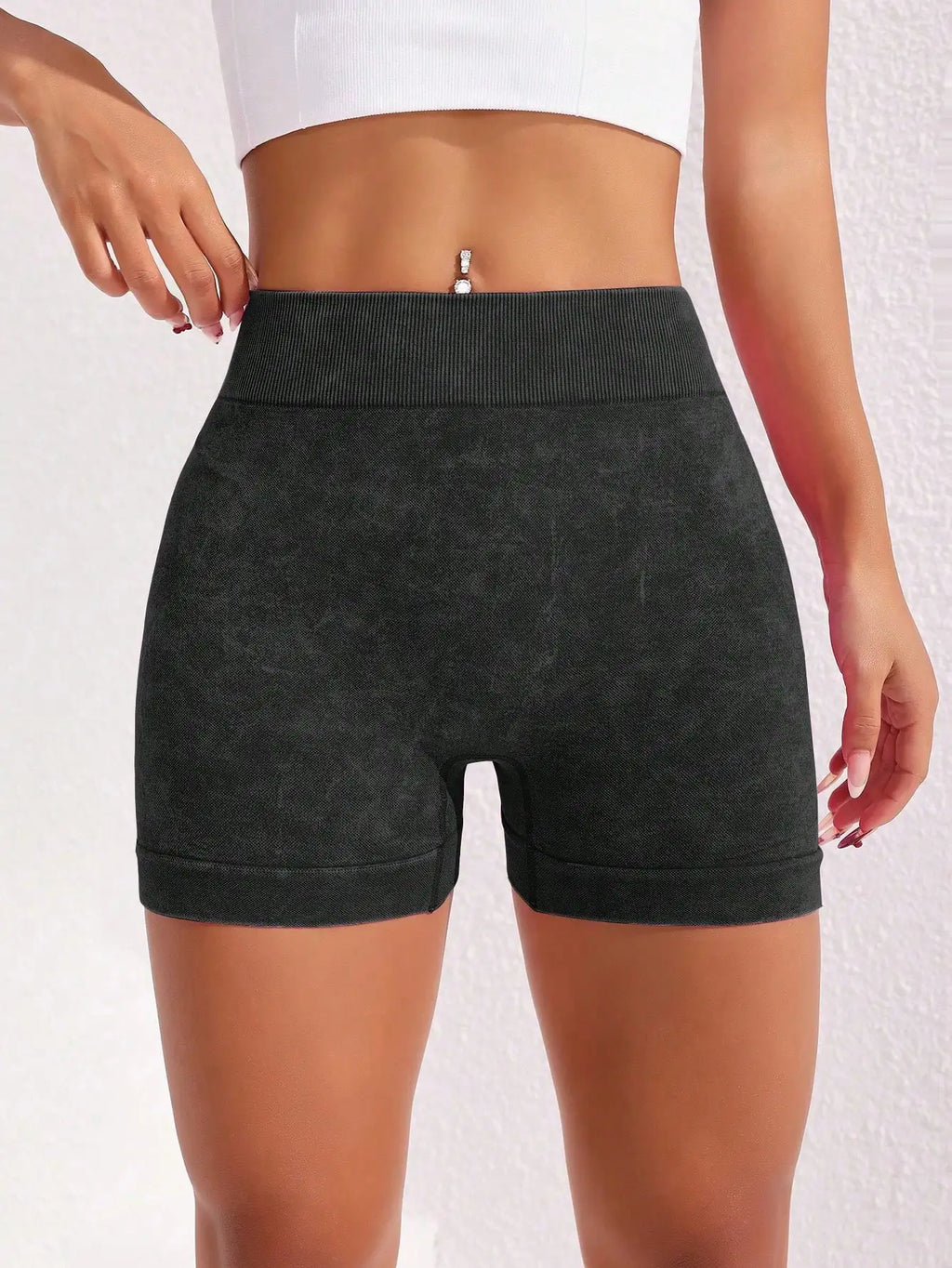 Women's Washed Yoga Shorts Fitness Quick Drying High Waist Workout Biker Shorts Hip Lift V Waist Sports Shorts