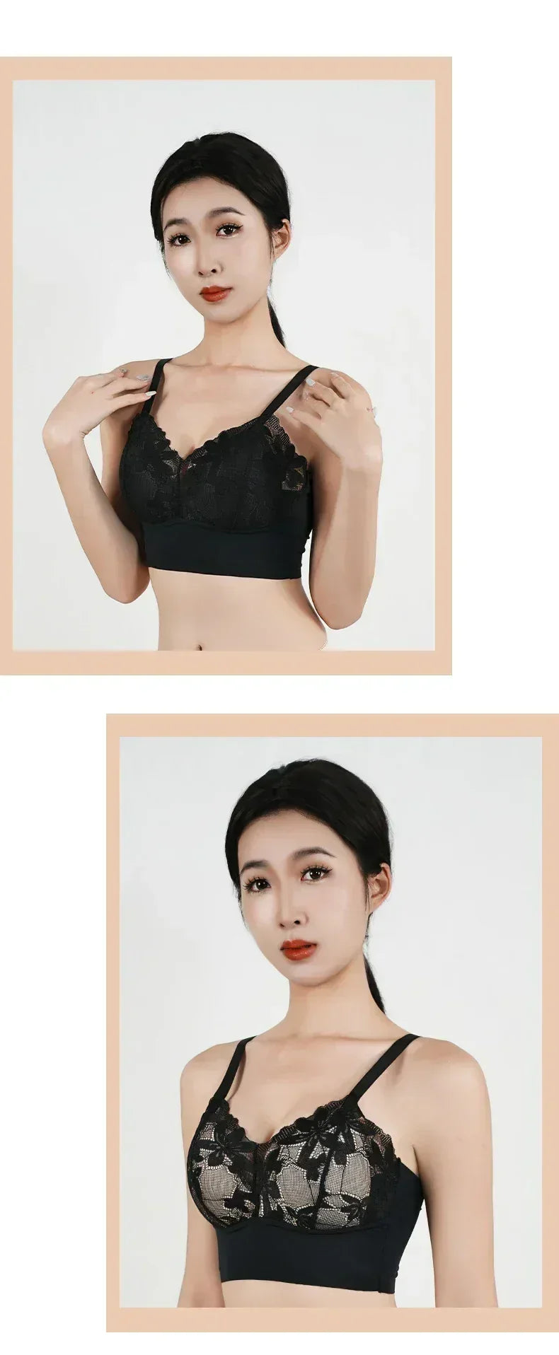 Hot Full Cup Thin Underwear Small Bra Plus Size Wireless Adjustable Lace Women's Bra Breast Cover B C Cup Large Size Lace Bras