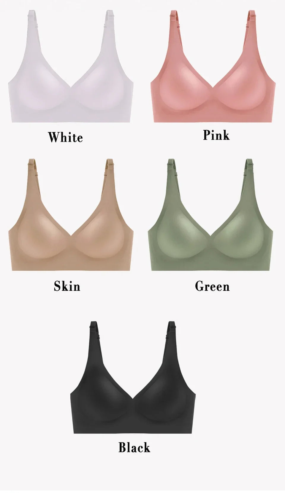 Deep V Jelly Bras Wireless Comfortable Supportive Bra No Underwire Push Up Bralette Seamless Underwear for Women